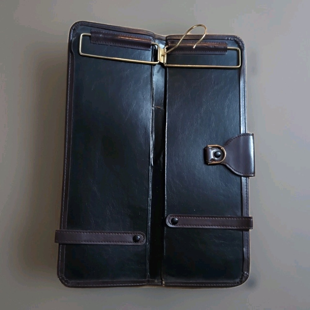 Genuine Leather Tie Travel Mjg Storage Case Hanging VTG Retro Organizer Necktie